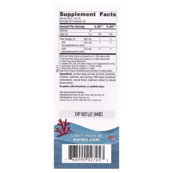 Nordic Naturals, Children's DHA Xtra, Ages 1-6, Great Berry Punch, 2 fl oz (60 ml) - Image 2