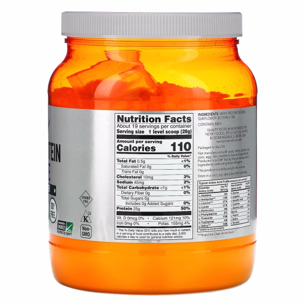 NOW Foods, Sports, Whey Protein Isolate, Unflavored, 1.2 lbs (544 g) - Image 2